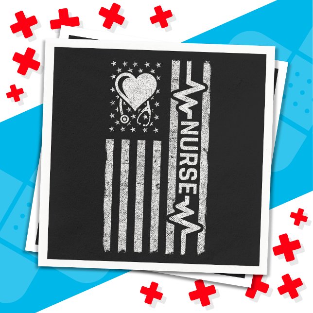 Amerikansk Flagga Hero Heart Nurse-uppskattning Pappersservett (Skapare uppladdad)
