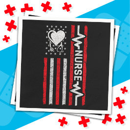Amerikansk Flagga Hero Heart Nurse-uppskattning Pappersservett