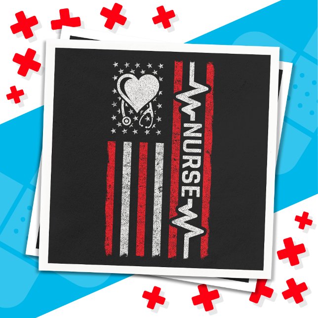 Amerikansk Flagga Hero Heart Nurse-uppskattning Pappersservett (Skapare uppladdad)