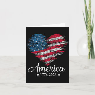 Amerikansk flagga hjärta 1776 2026 4 juli 250-årsd kort