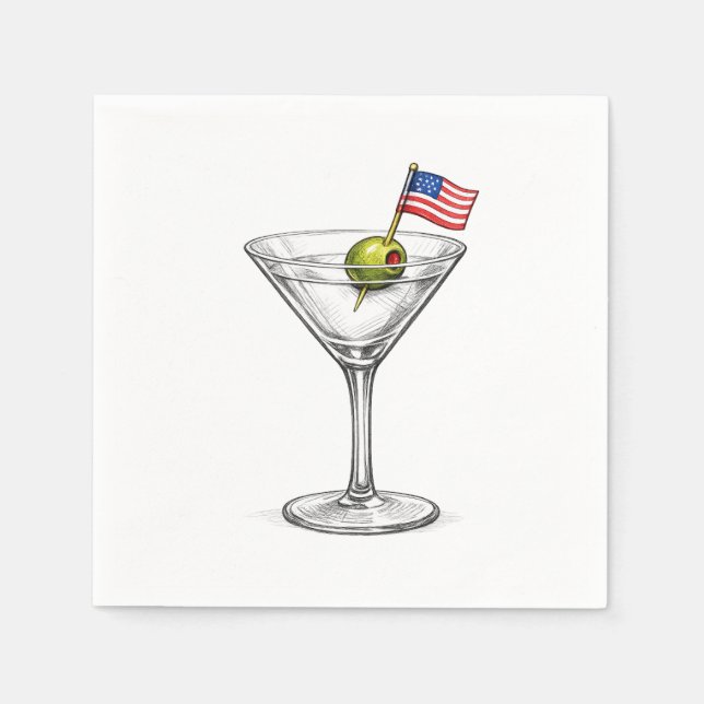 Amerikansk flagga i en Martini Pappersservett (Framsidan)