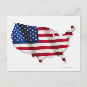 Amerikansk flagga i form av Amerikas förenta state Vykort