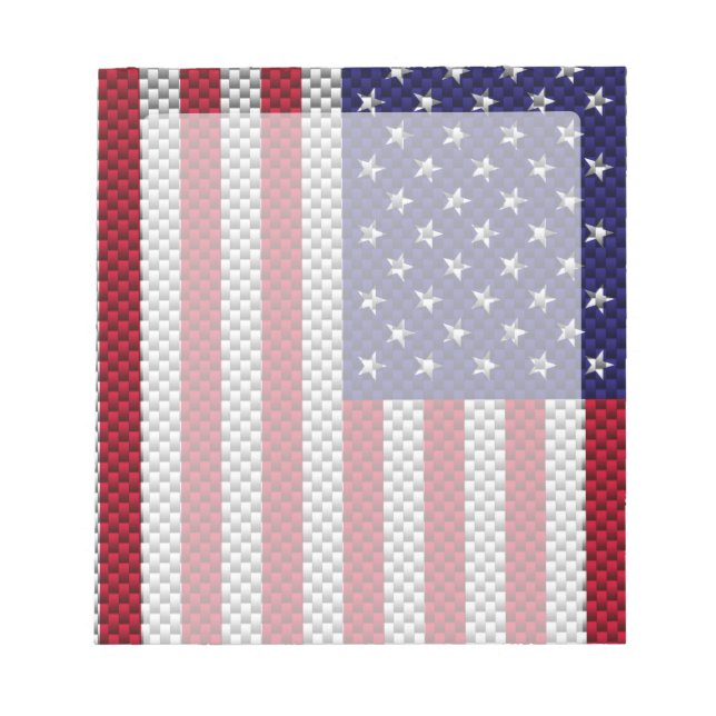 Amerikansk flagga i kolfiberliknande tryck anteckningsblock (Framsida)