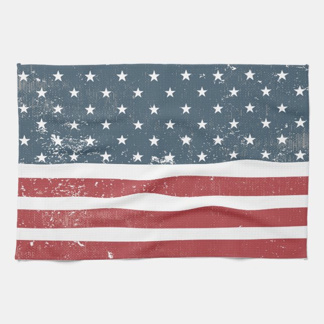 amerikansk flagga i nöd kökshandduk (Horisontell)