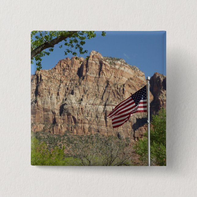 Amerikansk flagga i Zion National Park I Knapp (Framsida)