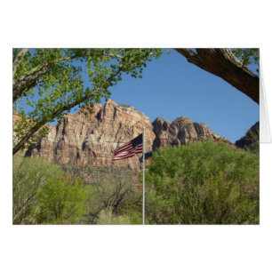 Amerikansk flagga i Zion National Park II Hälsningskort