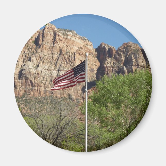 Amerikansk flagga i Zion National Park II Magnet (Framsidan)