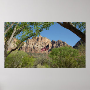 Amerikansk flagga i Zion National Park II Poster