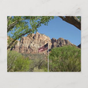 Amerikansk flagga i Zion National Park II Vykort