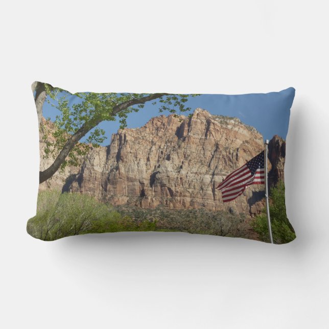 Amerikansk Flagga i Zion nationalpark I Lumbarkudde (Framsida)