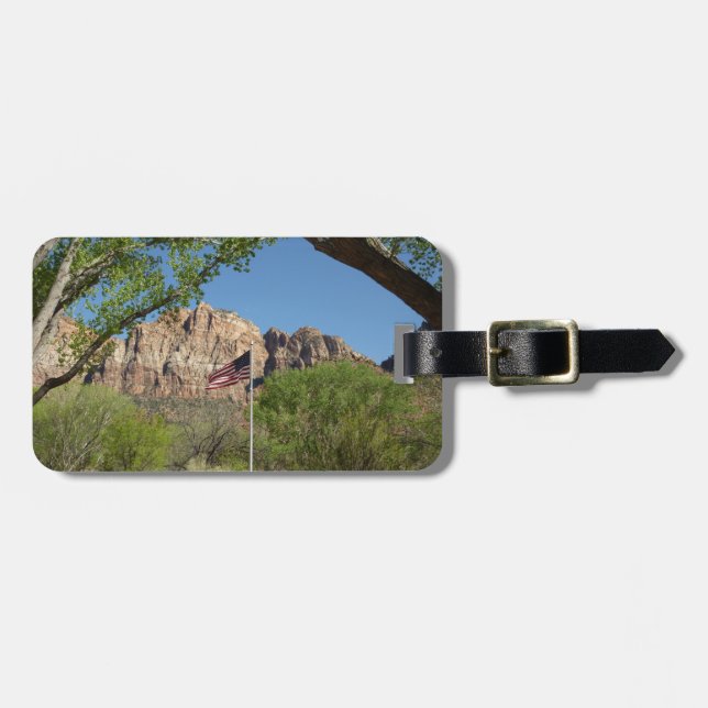 Amerikansk Flagga i Zion nationalpark II Bagagebricka (Horisontell Framsida)