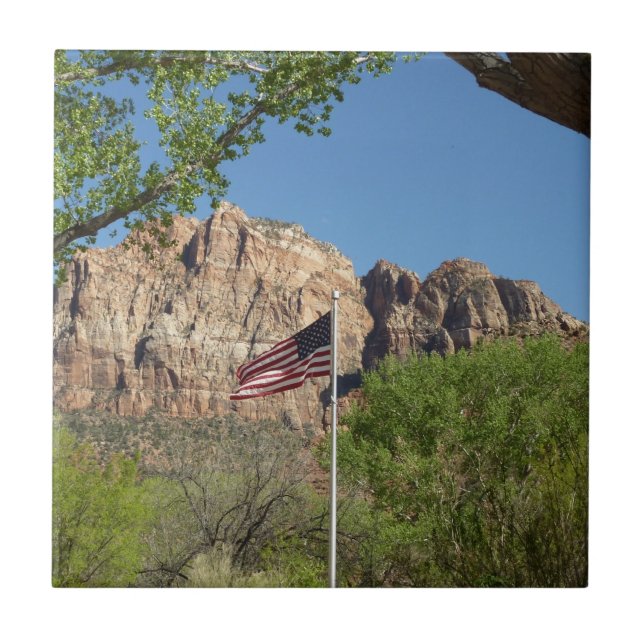 Amerikansk Flagga i Zion nationalpark II Kakelplatta (Framsidan)