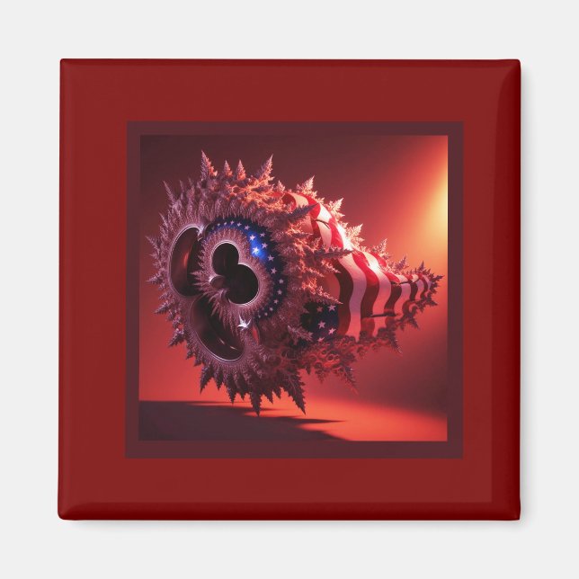 Amerikansk flagga infunderad på Mandelbrot-rör Magnet (Framsidan)
