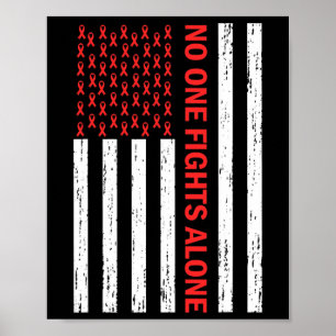 Amerikansk flagga Ingen bekämpar ensam Röd bandero Poster