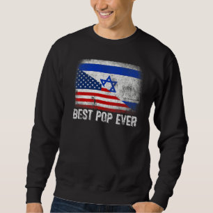 Amerikansk Flagga & Israel Flagga Best Pop Aldrig  Lång Ärmad Tröja