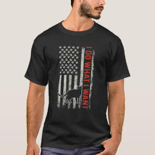 Amerikansk flagga  Jag gör vad jag vill Katt Essen T Shirt