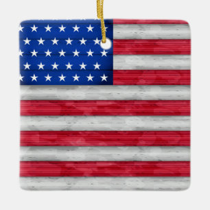 Amerikansk Flagga Julgransprydnad Keramik
