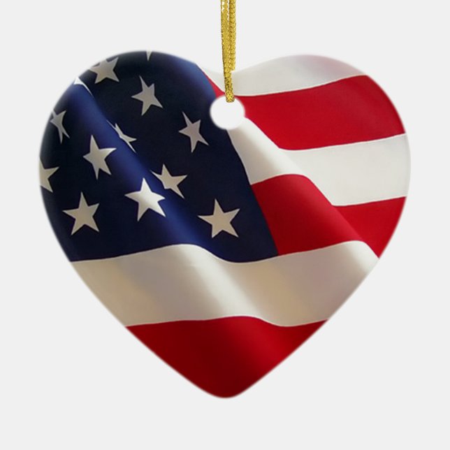 Amerikansk Flagga Julgransprydnad Keramik (Framsidan)