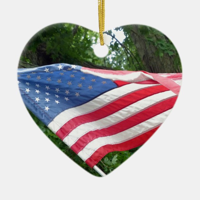 Amerikansk Flagga Julgransprydnad Keramik (Framsidan)