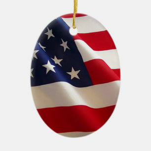 Amerikansk Flagga Julgransprydnad Keramik