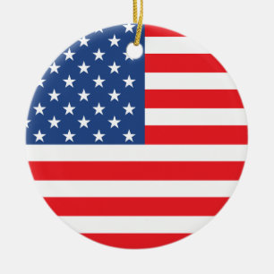 Amerikansk Flagga Julgransprydnad Keramik