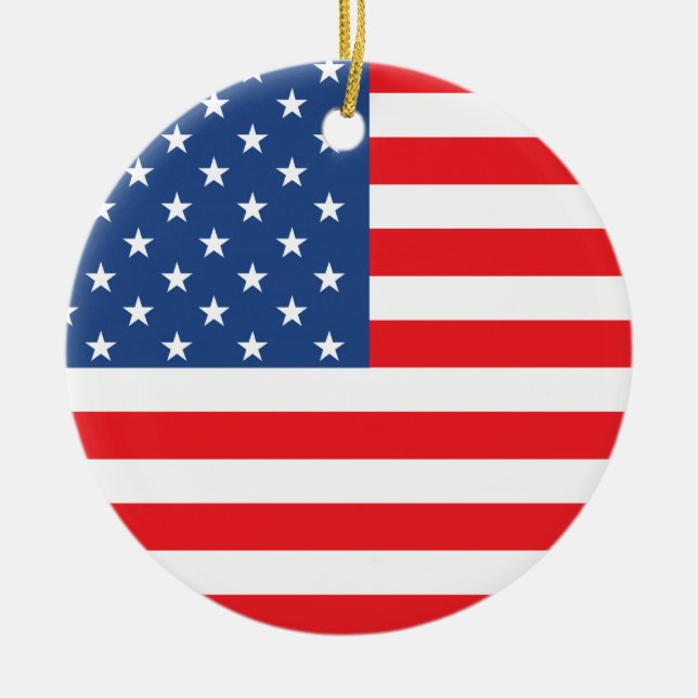 Amerikansk Flagga Julgransprydnad Keramik (Framsidan)