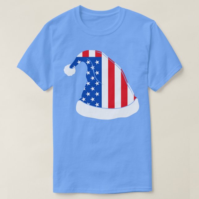 Amerikansk Flagga-julhatt Tshirt T Shirt (Design framsida)