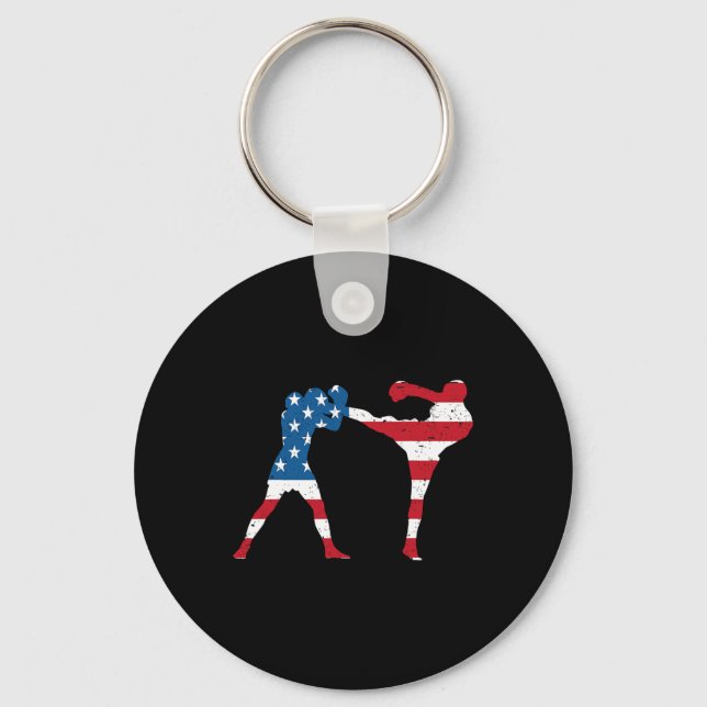 Amerikansk Flagga Kickboxning  Nyckelring (Framsida)