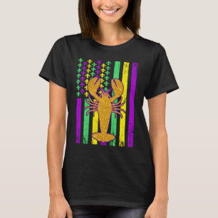 Amerikansk Flagga Kräftor Mardi Gras Carnival T Shirt