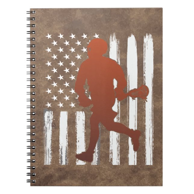 Amerikansk Flagga lacrosse Anteckningsbok (Framsidan)