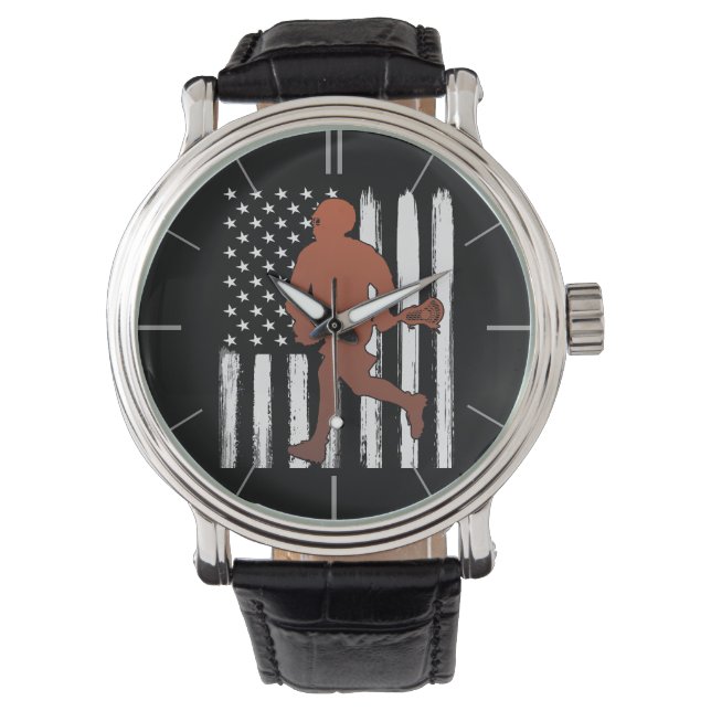 Amerikansk Flagga lacrosse Armbandsur (Framsida)