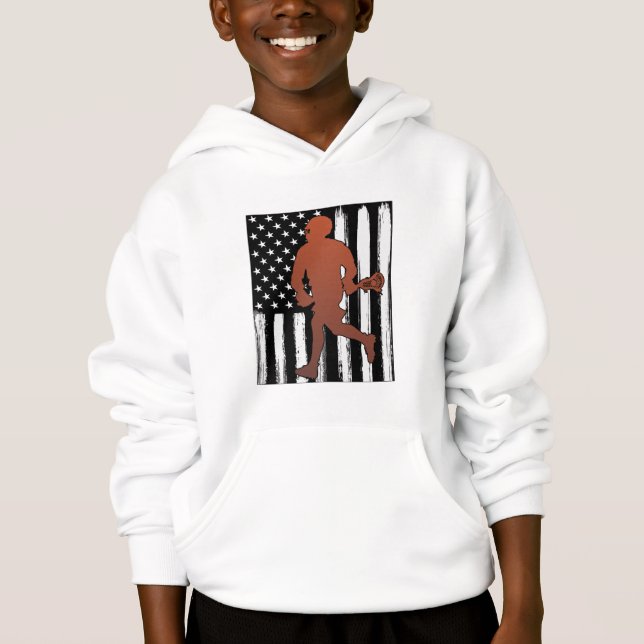 Amerikansk Flagga lacrosse T Shirt (Framsida)