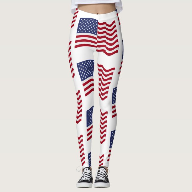 Amerikansk Flagga Leggings (Framsida)