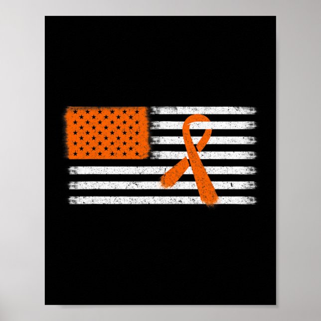 Amerikansk Flagga Leukemi och Många Sclerosis Ribb Poster (Framsidan)