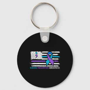 Amerikansk Flagga Lila Ribbon Suicide Awareness Nyckelring