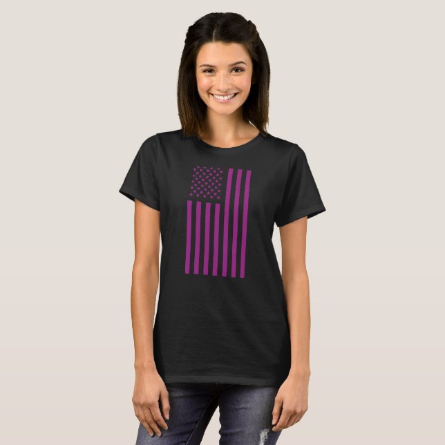 Amerikansk flagga lila  t shirt (Hel framsida)