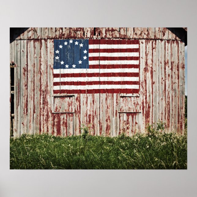 Amerikansk flagga målad på lada poster (Framsidan)