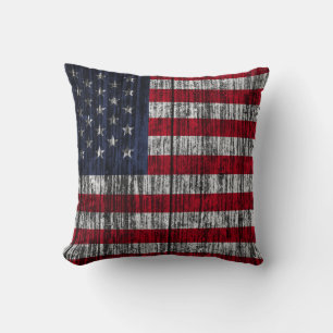 Amerikansk flagga målad på stängsel.4th, abb kudde