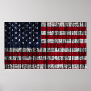Amerikansk flagga målad på stängsel.4th, abb poster