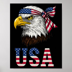 Amerikansk flagga män kvinnor barn skallig örn pat poster