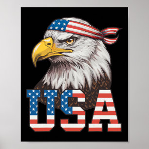 Amerikansk flagga män kvinnor barn skallig örn pat poster