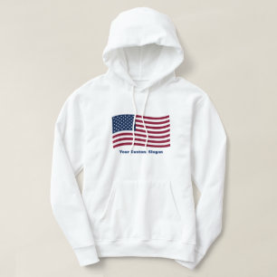 Amerikansk Flagga med Anpassningsbar Slogan Hoodie