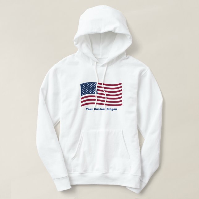 Amerikansk Flagga med Anpassningsbar Slogan Hoodie (Design framsida)