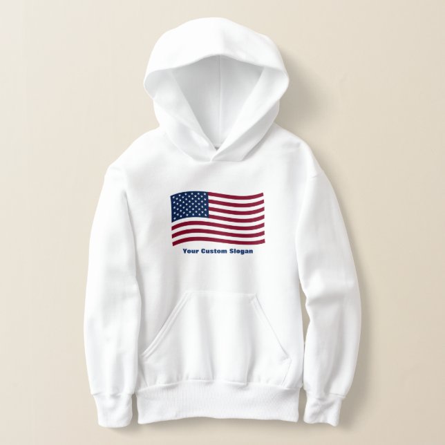 Amerikansk Flagga med Anpassningsbar Slogan T Shirt (Laydown)