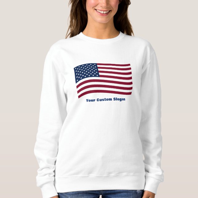 Amerikansk Flagga med Anpassningsbar Slogan T Shirt (Framsida)