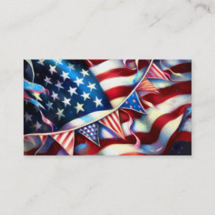Amerikansk Flagga med Bunting Patriotic Affärskort Visitkort