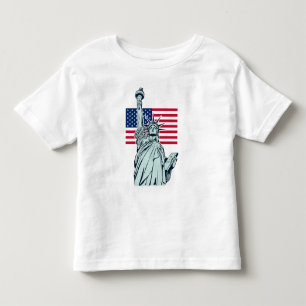 Amerikansk Flagga med Dam Liberty Småbarn T-shirt