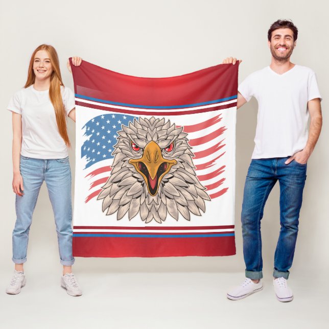 Amerikansk Flagga med Eagle Fleece Blanket (På plats)