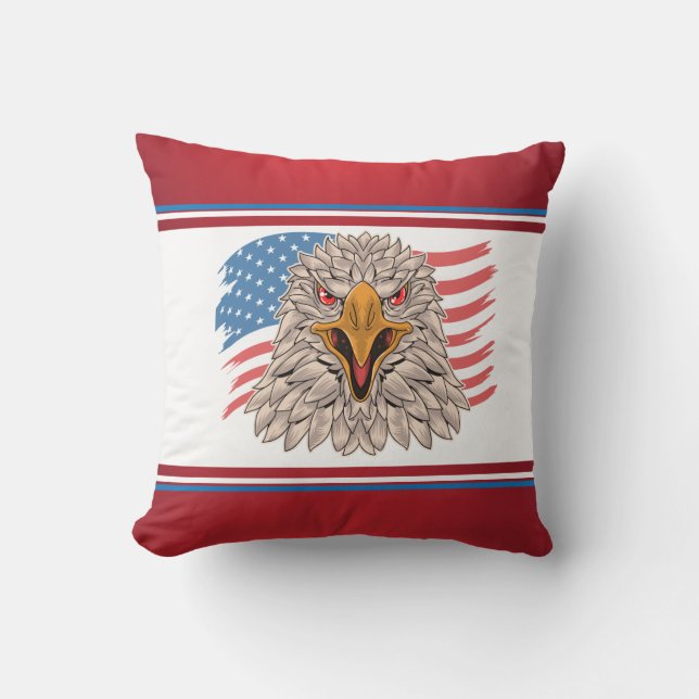 Amerikansk Flagga med Eagle Kudde (Framsida)
