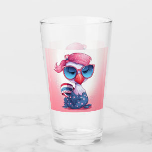 Amerikansk flagga med flamingo serie-69679 glaskopp